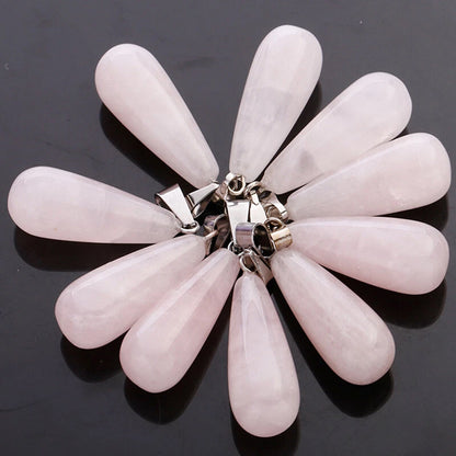 12mm Multiple Shaped Natural Rose Quartz Gemstone Pendant Handmade 925 Sterling Silver Drill Set For Anniversary Gift's Women or Men Jewelry For Her