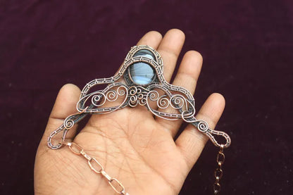 Handmade Wire Wrapped Brass Necklace Stone Size 25To30MM Oval Shape Sardonyx Bezel Set Necklace For Happy Birthday Gift For Women