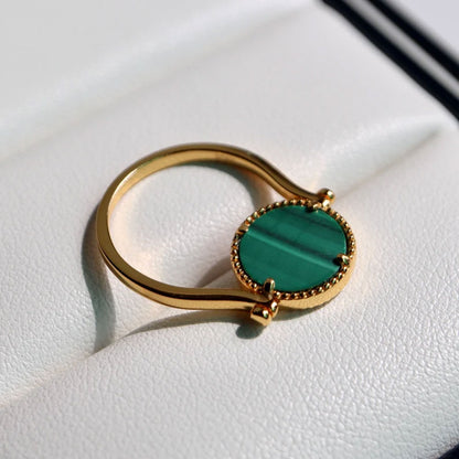 2025 Trendy Crafted By Hand Sterling Silver Adjustable Rings 10MM Round Shaped Malachite Gemstone Bezel Setting For Anniversary Gift Women or Men Jewelry For Her
