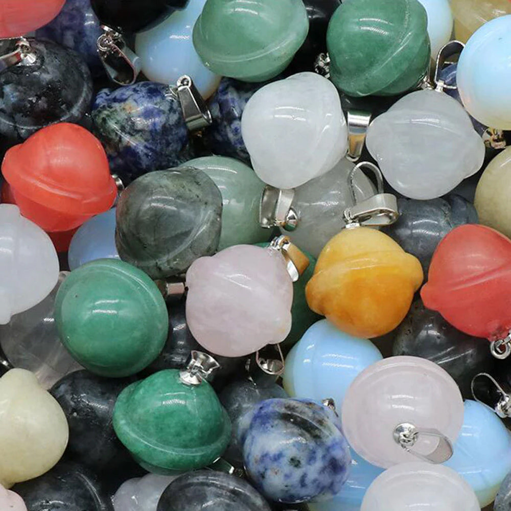 20mm Ball Shape Pendant Natural Multi Gemstone Pendants 925 Sterling Silver Drilled Set Anniversary Gift's Women or Men Jewelry For Her