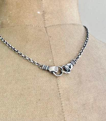 Handmade Brass Pendants Handshake Shape With Chain Necklace Pendant Size 15To20mm For Happy Birthday Gift Pendant