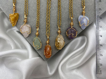 Tumble Pendant Multi Color Gemstone Wire Wrapped Setting Necklace With Chain Necklace 13To15MM Approx Sterling Silver Pendant Anniversary Gift's Women and girl Jewelry For Her