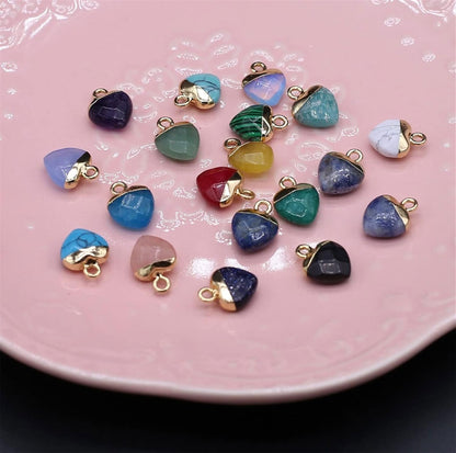 2025 8mm Heart Shape Crafted By Hand 925 Sterling Silver Pendant Multi Color Gemstone Pendant Bezel Setting For Anniversary Gift's Women or Men Jewelry