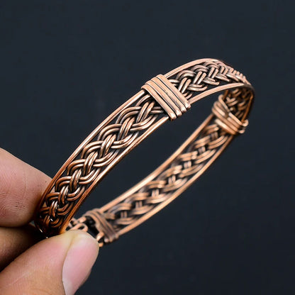Handmade Round Shape Golden Color 20To25MM Copper Adjustable Bracelet Bezel With Copper Wire Wrapped Set Fashion Bracelet For Women Gift's