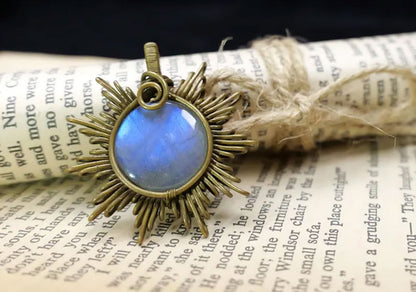 Handmade Brass Wire Wrapped Pendant Pear Shape 15MM Moonstone Pendant For Anniversary Gift for Wife Jewelry