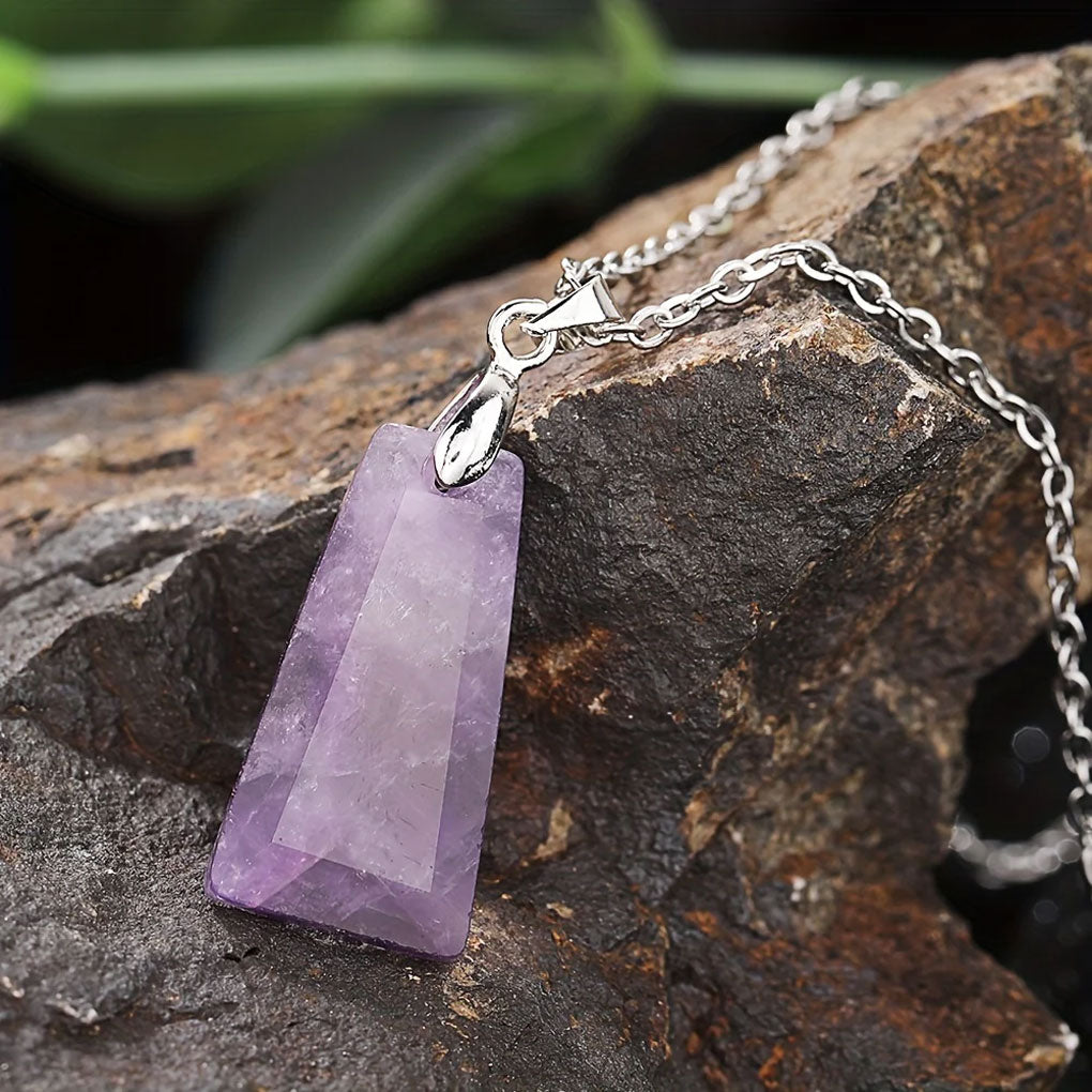 Trendy 2025 20mm Approx Rectangle Shape Crafted By Hand 925 Sterling Silver Pendant With Chain Necklace  Amethyst Cut Gemstone Pendant Bezel Setting For Anniversary Gift's Women or Men Jewelry