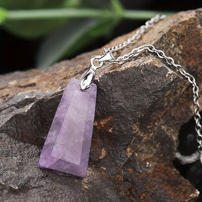 Trendy 2025 20mm Approx Rectangle Shape Crafted By Hand 925 Sterling Silver Pendant With Chain Necklace  Amethyst Cut Gemstone Pendant Bezel Setting For Anniversary Gift's Women or Men Jewelry