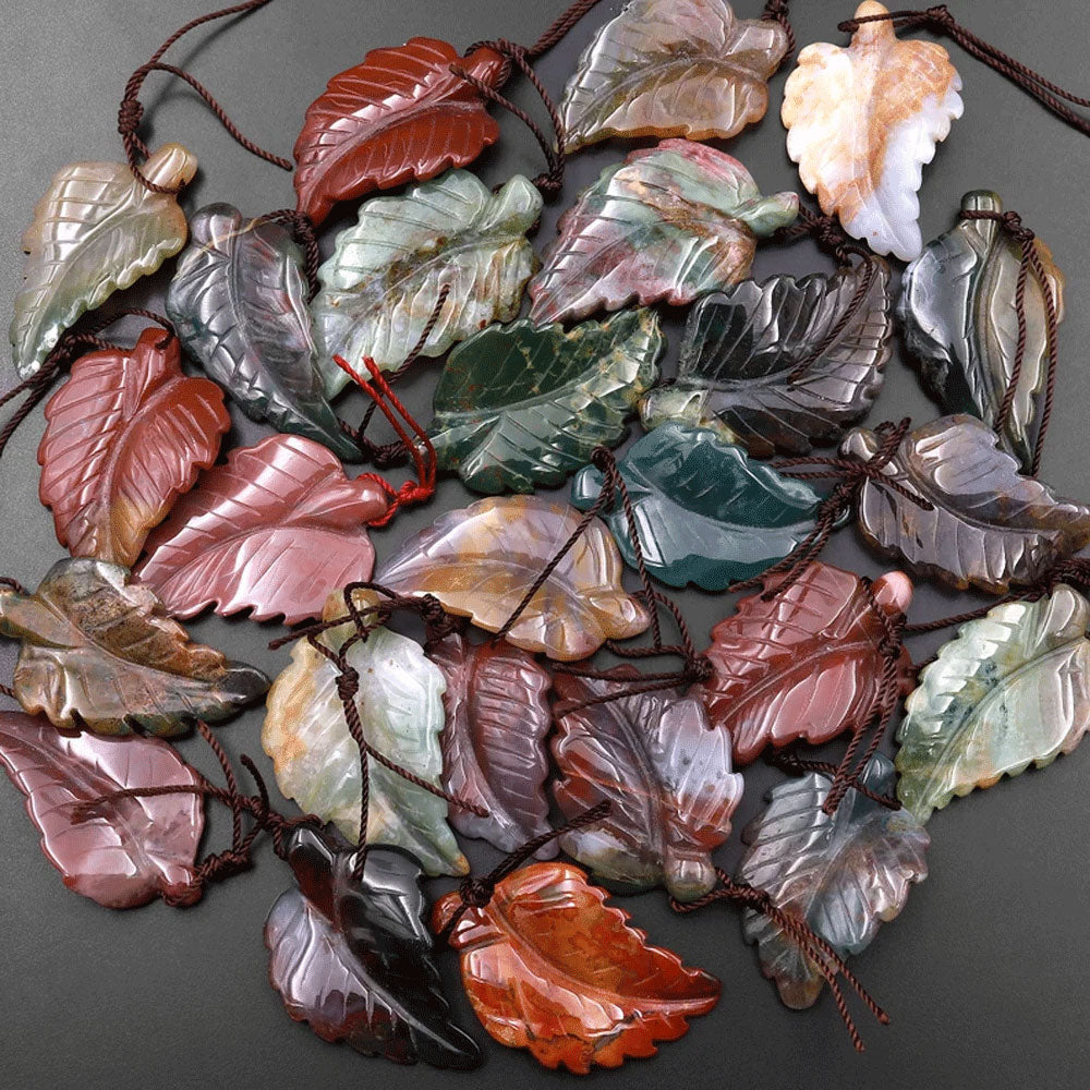 Handmade Carving Gemstone Leaf Shape 15To25MM Natural Mix Carving Stone For Used Making Jewelry