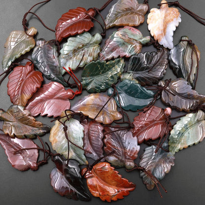 Handmade Carving Gemstone Leaf Shape 15To25MM Natural Mix Carving Stone For Used Making Jewelry