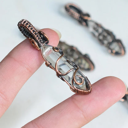 Awesome Handmade Copper/Brass Wire Wrapped Pendant Pencil Shape 25To30MM Crystal Stone Pendant For Anniversary Gift for Wife Jewelry