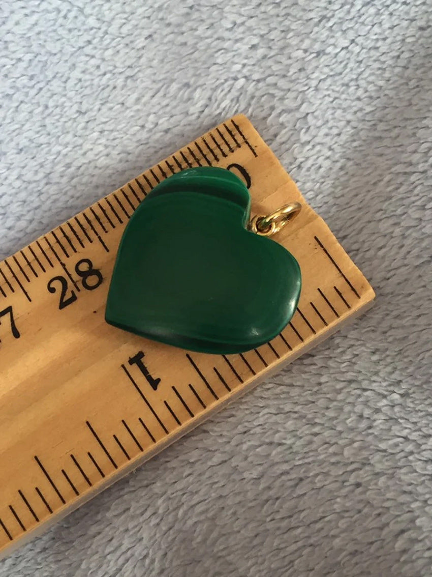 20MM Heart Shape Pendant Malachite Gemstone Pendant 925 Sterling Silver Drilled Set  Anniversary Gift's Women and girl Jewelry For Her