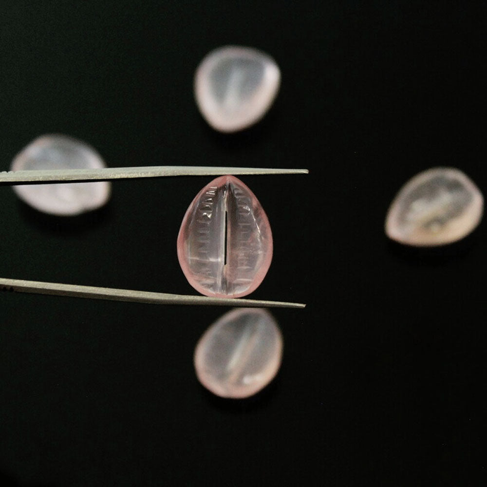 Handmade Carving Gemstone Cowrie Shape 12X15MM Rose Quartz Natural Carving Stone For Used Making Jewelry