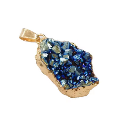925 Sterling Silver Pendant Jewelry 10To25mm Sugar Druzy Raw Gemstone Electroplated Set For Anniversary Gift's Women or Men Jewelry For Her