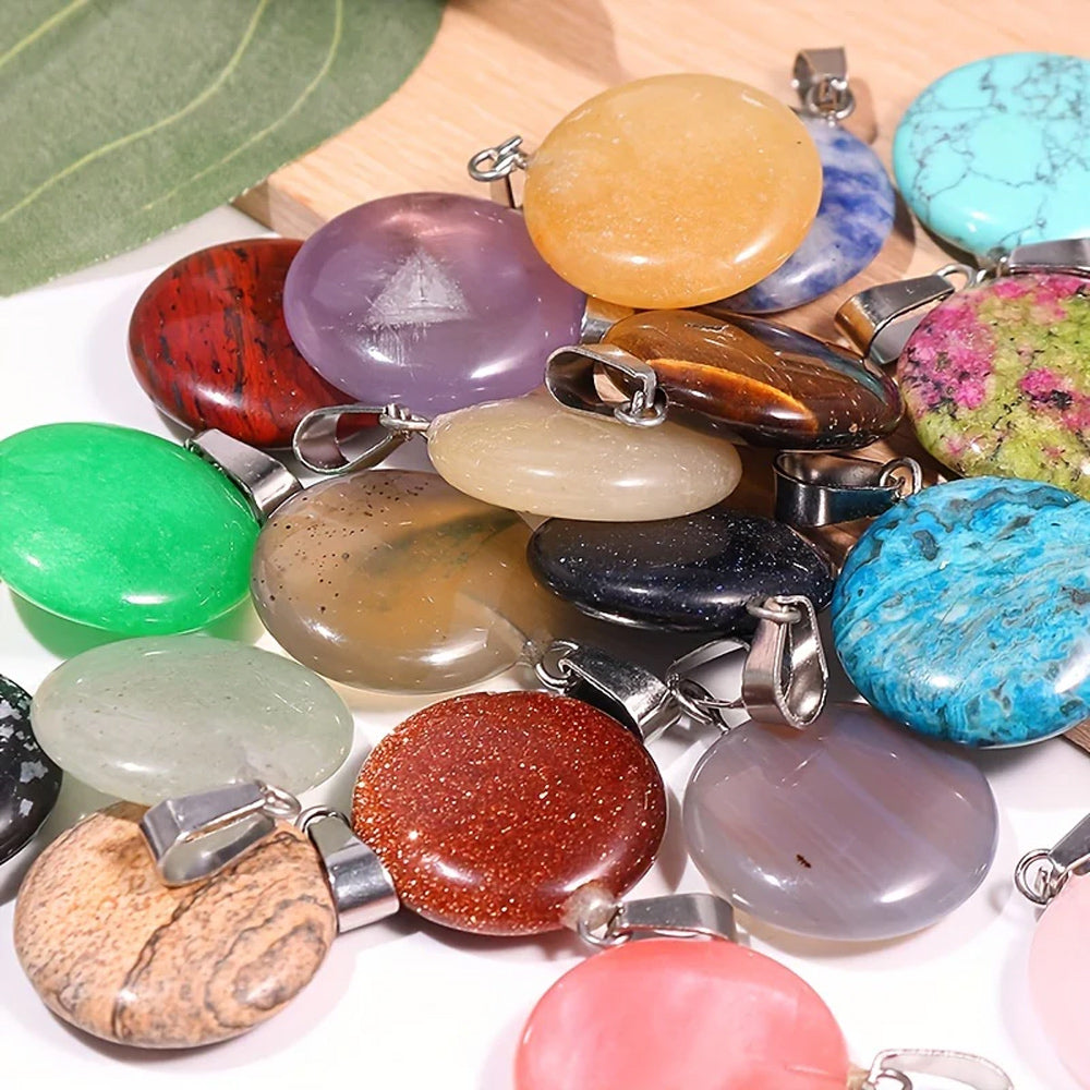 10mm Round Shape Multi Color Gemstone Pendant Crafted By Hand 925 Sterling Silver Drill Set For Anniversary Gift's Women or Men Jewelry