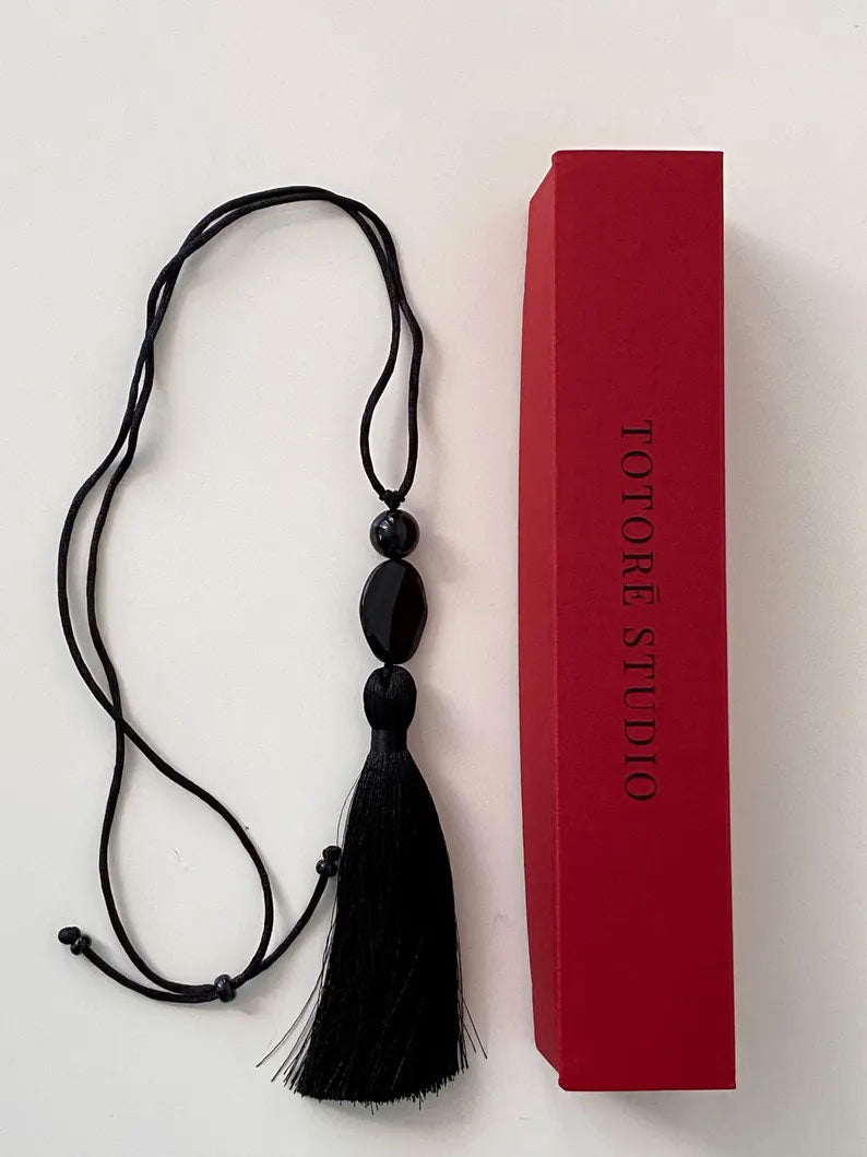 Black Tassel Necklace | Handmade Fashion Jewelry - Hari Om Creations