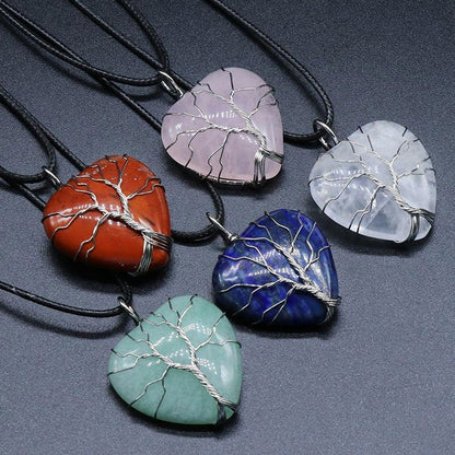 Trendy 2025 12mm Heart Shape Multi Color Gemstone Crafted By Hand 925 Sterling Silver Tree Pendant With Chain Necklace Bezel Setting For Anniversary Gift's Women or Men Jewelry