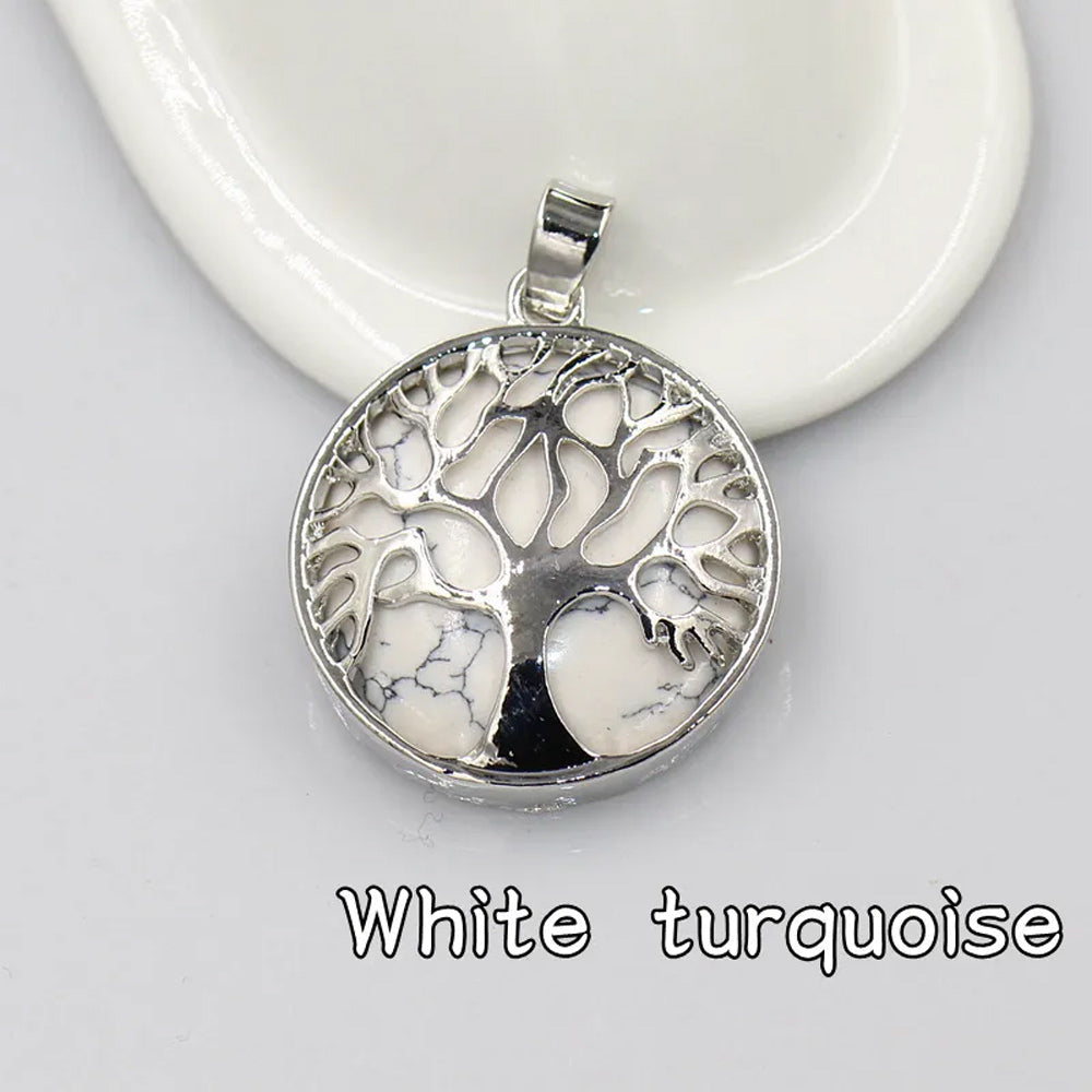 Tree Shape 925 Sterling Silver With Multi Color 12mm Gemstone Pendant Bezel Set Pendant Anniversary Gift's Women and girl Jewelry For Her