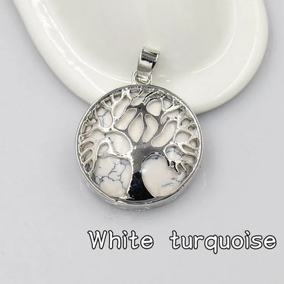 Tree Shape 925 Sterling Silver With Multi Color 12mm Gemstone Pendant Bezel Set Pendant Anniversary Gift's Women and girl Jewelry For Her