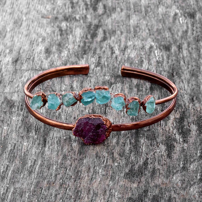 Adjustable Handmade Wire Wrapped Brass Bangle Size 15To20MM Raw Shape Heated Ruby Bezel Set Ring For Happy Birthday Gift For Women