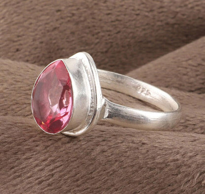 Handmade Pink Hydro Quartz Ring | 9X12MM Heart Bezel Set