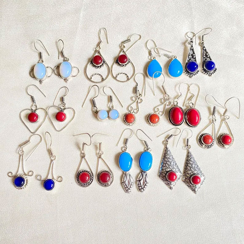 Stylish Handmade Brass Dangle Earrings with Mix Stone