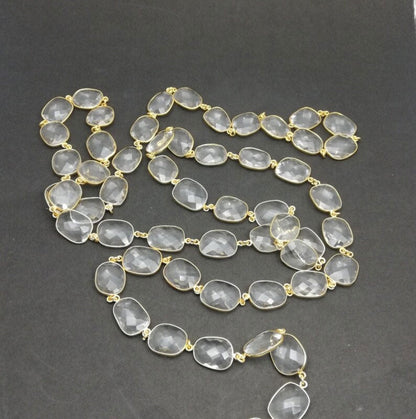 Crystal Quartz Cushion Bezel Setting Chain Finding