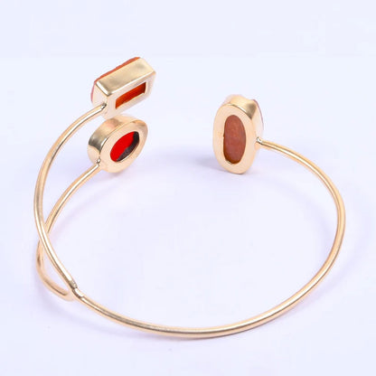 Adjustable Handmade Brass Bangle Size 10To15MM Round Shape Carnelian Gemstone Bezel Set Bangle For Happy Birthday Gift For Women