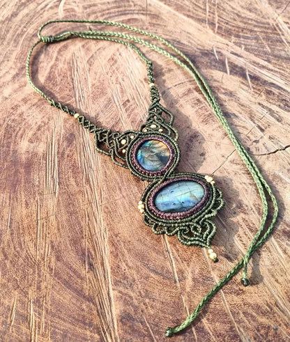 Handmade Labradorite Macramé Necklace | Hariom Creations