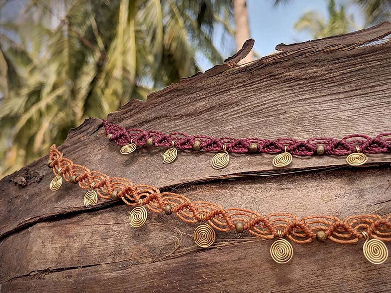 Macrame Brass Beads Anklet – Handmade Style