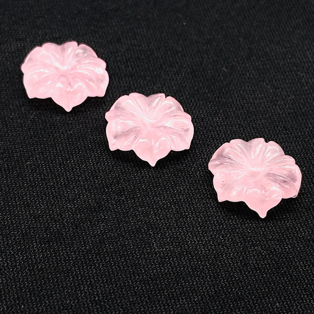 Handmade Carving Gemstone Flower Shape 20MM Rose Quartz Natural Carving Stone For Used Making Jewelry