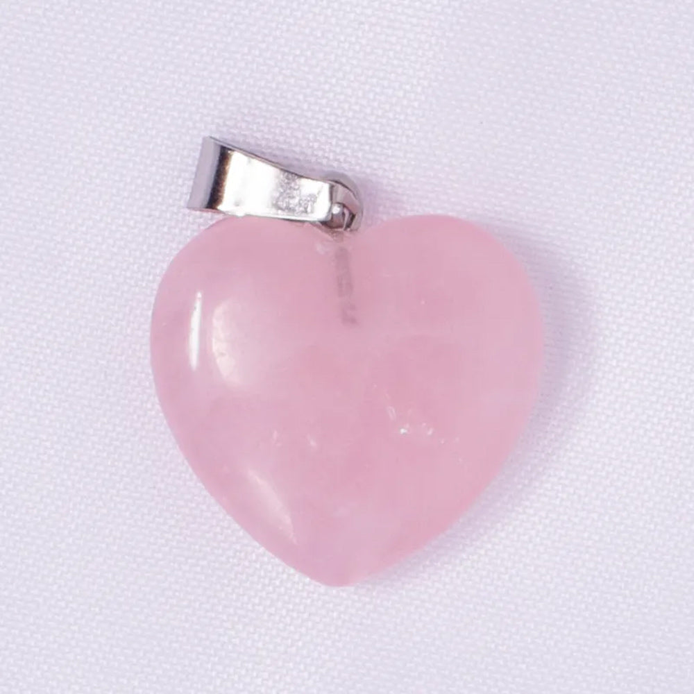 10mm Heart Shape Rose Quartz Gemstone Pendant Crafted By Hand 925 Sterling Silver Drill Set For Anniversary Gift's Women or Men Jewelry