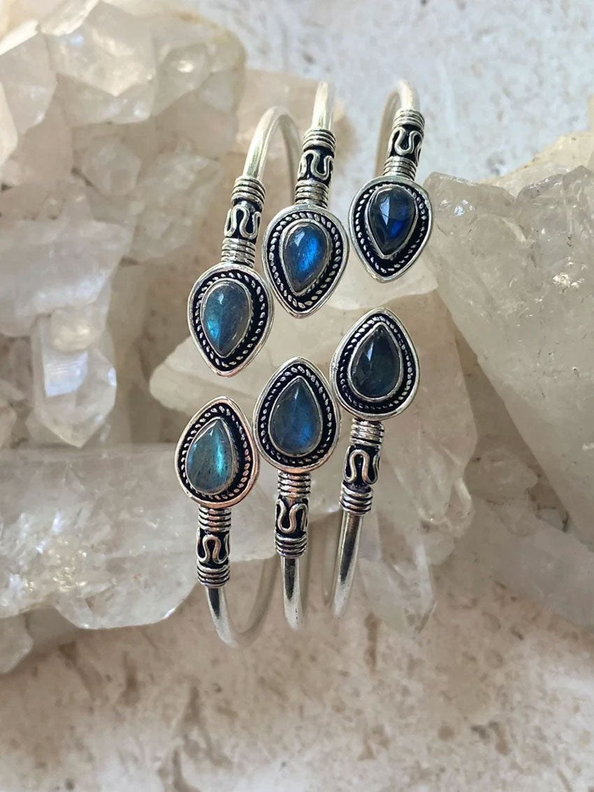 Adjustable Handmade Brass Bangle Size 8To10MM Pear Shape Renewal Moonstone Bezel Set Bangle For Happy Birthday Gift For Women