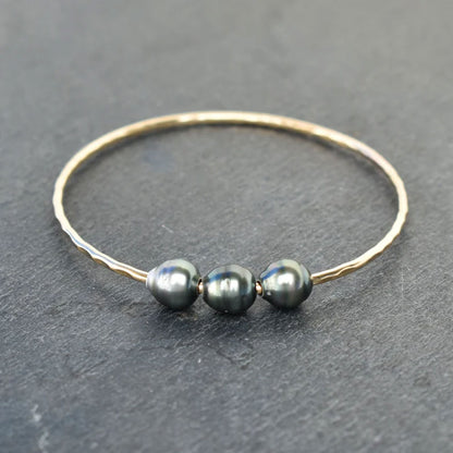 Adjustable Handmade Brass Bangle Size 10MM Pear Shape Tahitian Pearls Gemstone Bezel Set Bangle For Happy Birthday Gift For Women