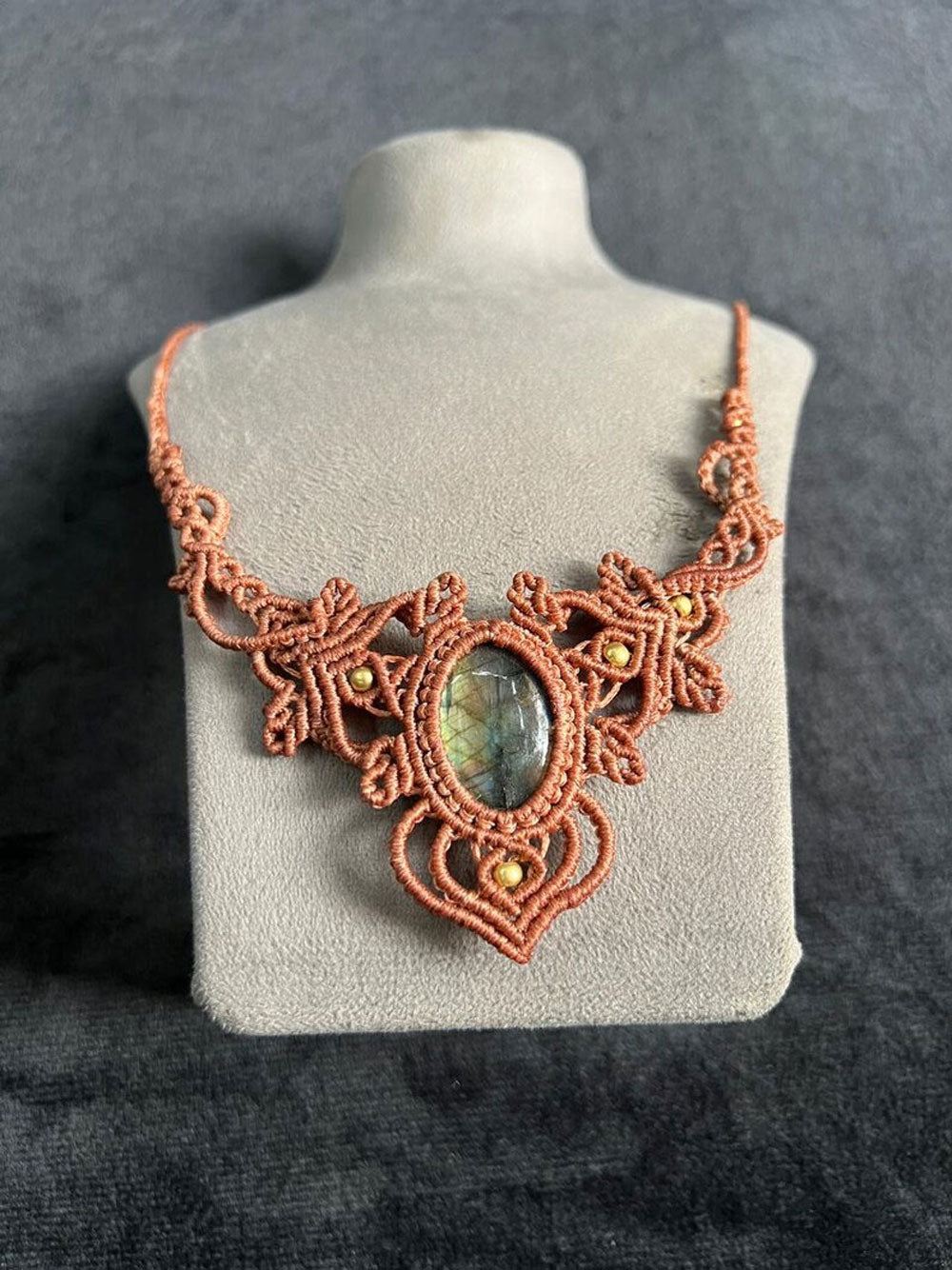 Handmade Labradorite Macramé Necklace | Hariom Creations