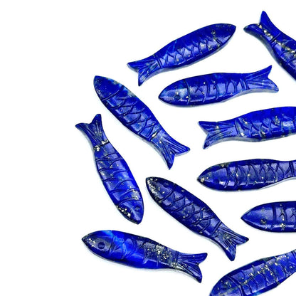 Handmade Carving Gemstone Fish Shape 20MM Lapis Lazuli Natural Carving Stone For Used Making Jewelry