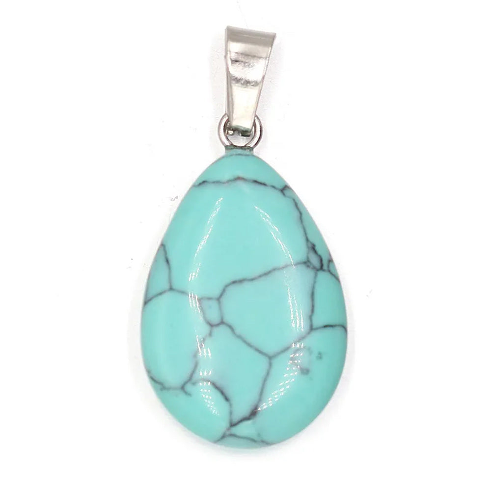 6X9mm Pear Shape Multi Color Gemstone Pendant Crafted By Hand 925 Sterling Silver Drill Set For Anniversary Gift's Women or Men Jewelry For Her