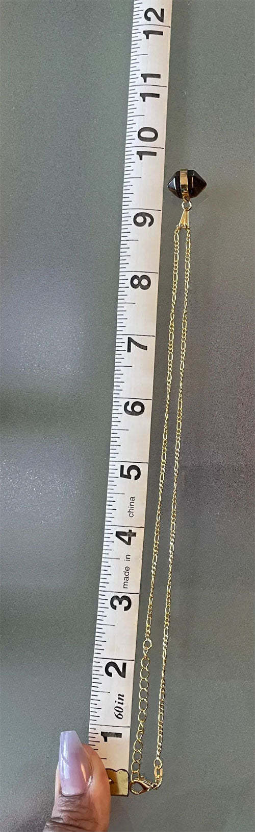 Tiger Eye Double Point Crystal Necklace | Gold Plated Chain