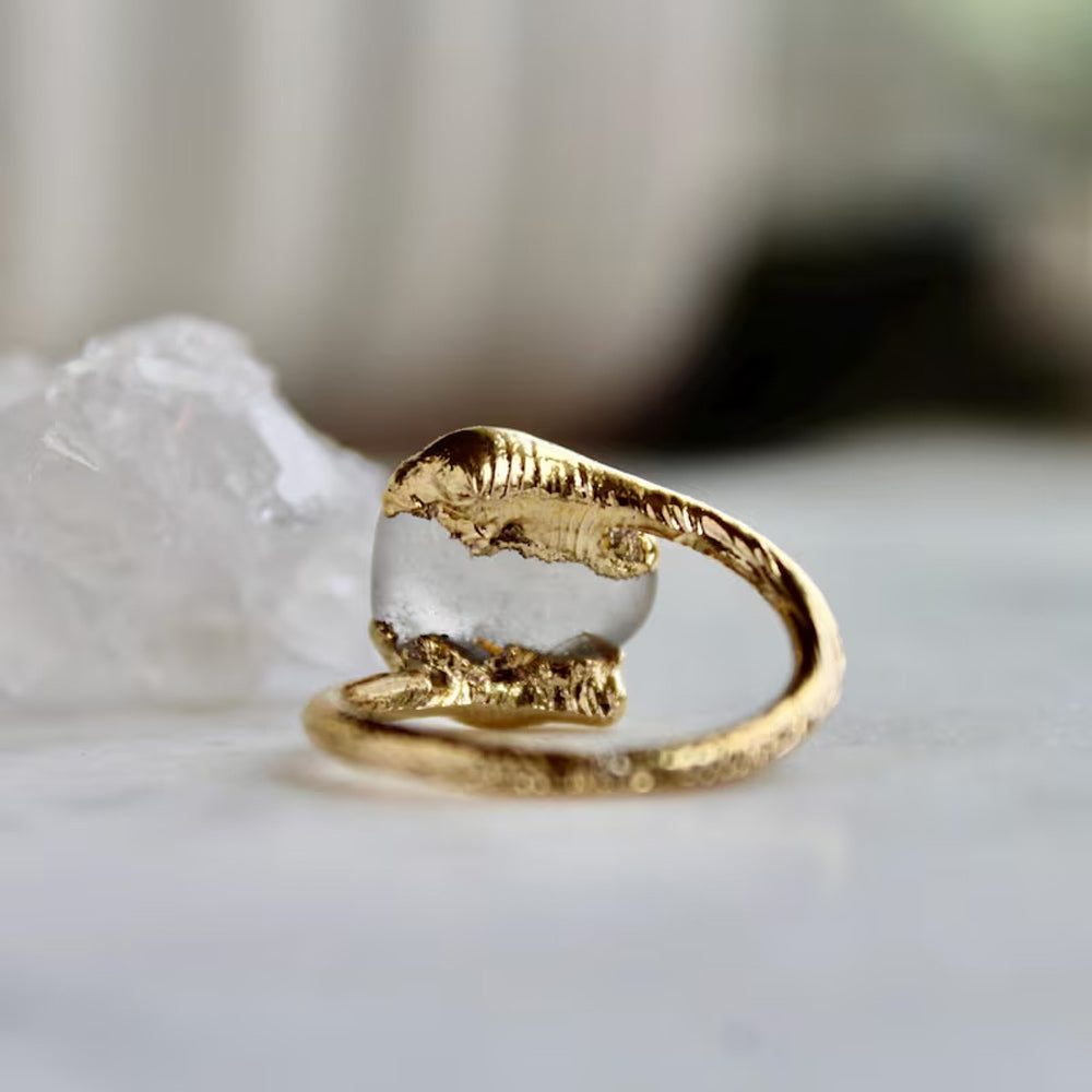 925 Sterling Silver Gold Plated Gemstone Rings Ring 10To12MM Handmade Quite Druzy Stone Raw Shape Electroplated Set Ring For Her Jewelry