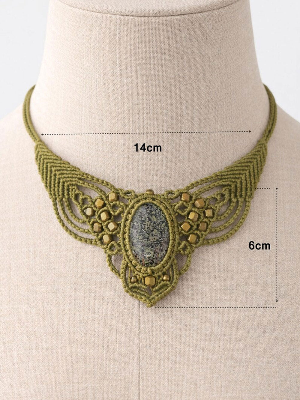 Statement Moss Agate Macramé Choker | Hariom Creations