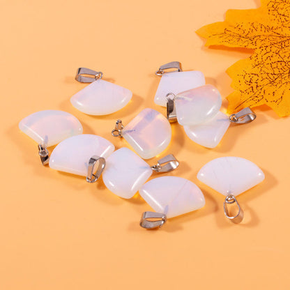 10mm Fan Shaped Natural Multi Color Gemstone Pendant Crafted By Hand 925 Sterling Silver Drill Set For Anniversary Gift's Women or Men Jewelry For Her