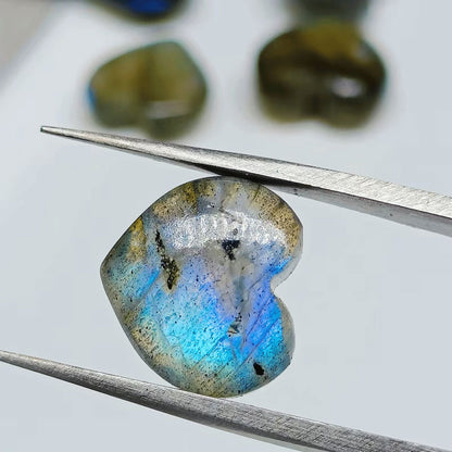 Handmade Carving Gemstone Heart Shape 15MM Labradorite Natural Carving Stone For Used Making Jewelry