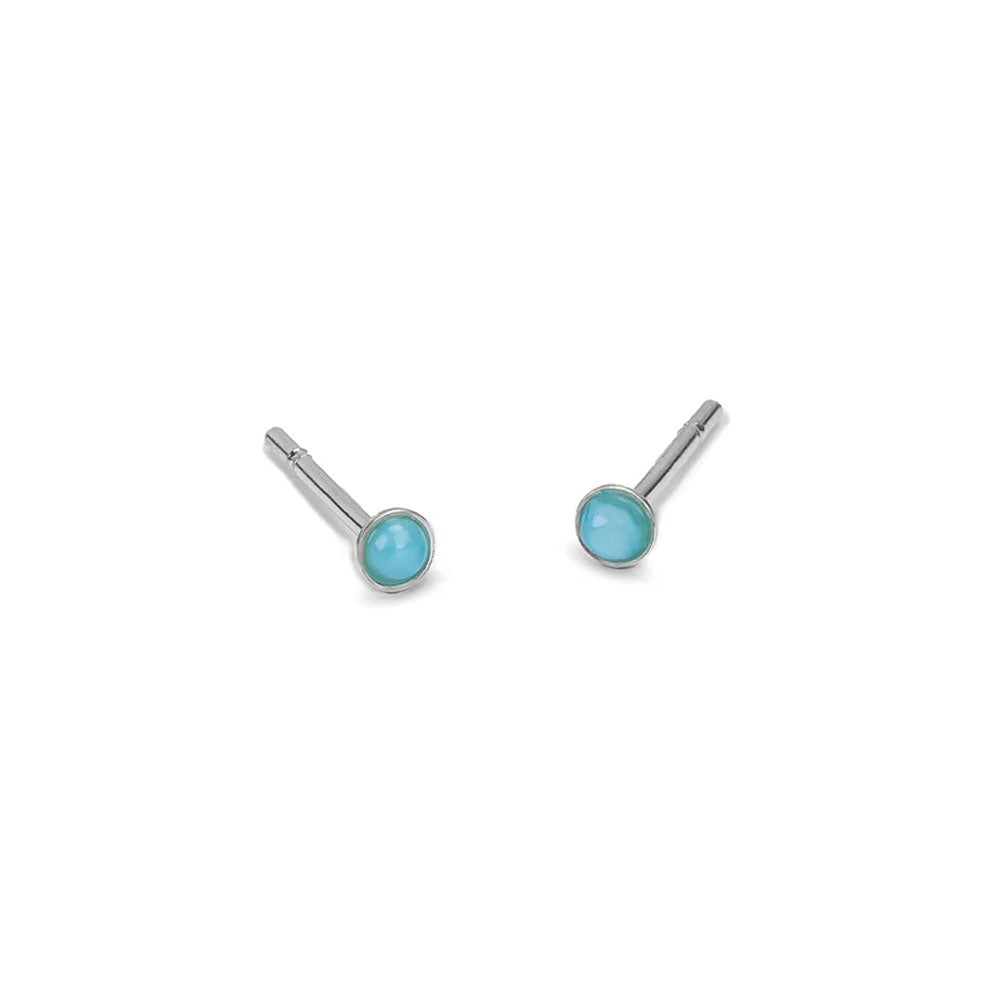 5MM Larimar Gemstone Brass Stud Earrings Handmade