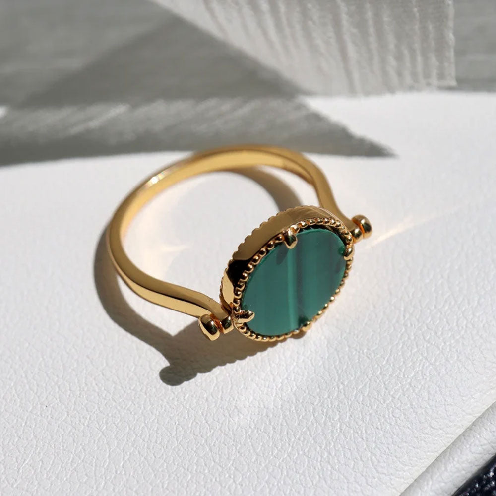 2025 Trendy Crafted By Hand Sterling Silver Adjustable Rings 10MM Round Shaped Malachite Gemstone Bezel Setting For Anniversary Gift Women or Men Jewelry For Her