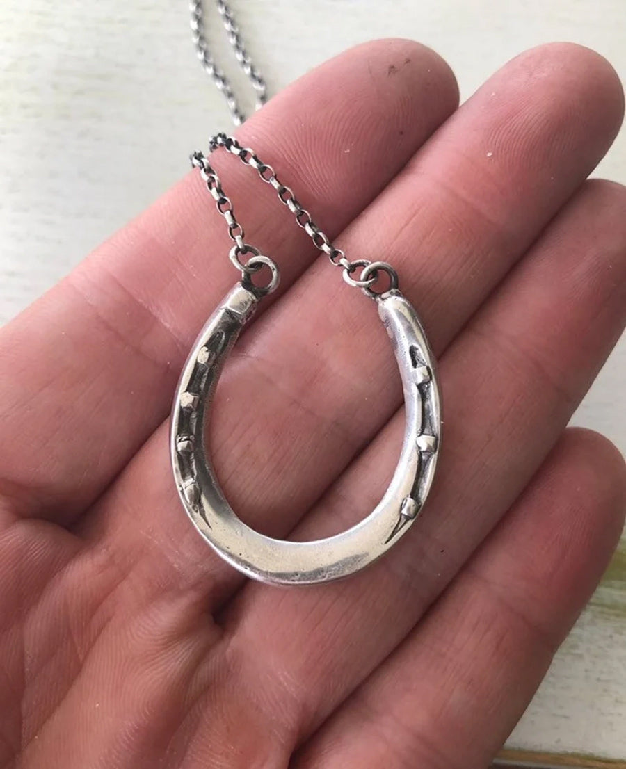 Handmade Brass Pendants Horseshoe Shape With Chain Necklace Pendant Size 15To20mm For Happy Birthday Gift Pendant