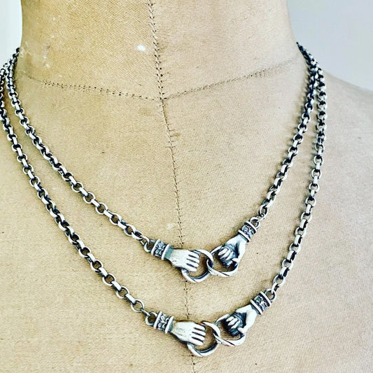 Handmade Brass Pendants Handshake Shape With Chain Necklace Pendant Size 15To20mm For Happy Birthday Gift Pendant