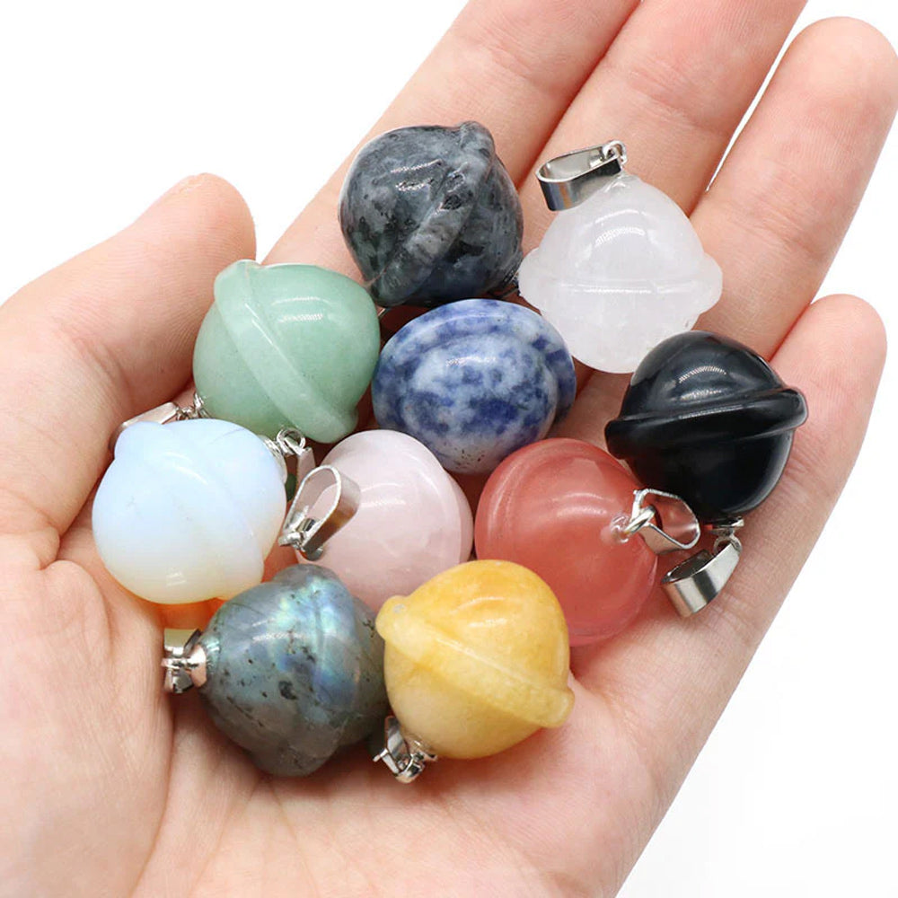 20mm Ball Shape Pendant Natural Multi Gemstone Pendants 925 Sterling Silver Drilled Set Anniversary Gift's Women or Men Jewelry For Her