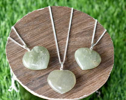 2025 Trendy Heart Shape 10mm Crafted By Hand 925 Sterling Silver Pendant With Chain Necklace Jewelry Green Fluorite Gemstone Pendant Bezel Setting For Anniversary Gift's Women or Men Jewelry