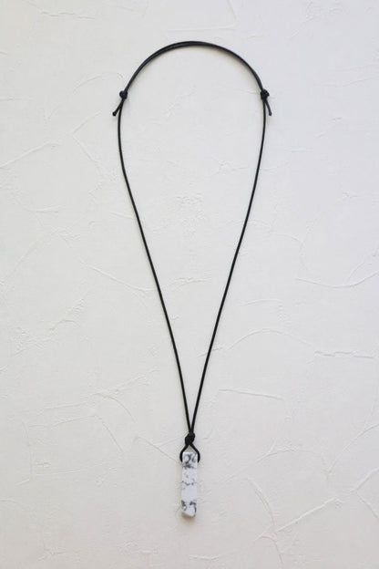 White Howlite Marble Stone Rectangle Pendant Necklace