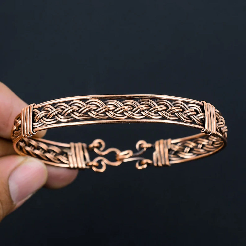 Handmade Round Shape Golden Color 20To25MM Copper Adjustable Bracelet Bezel With Copper Wire Wrapped Set Fashion Bracelet For Women Gift's