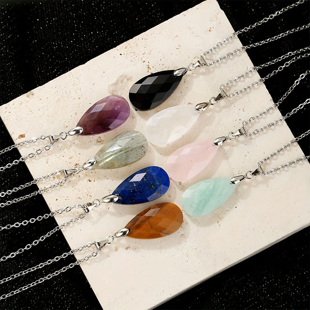 Trendy 2025 15mm Tear Shape Crafted By Hand 925 Sterling Silver Pendant With Chain Necklace Rose Quartz Gemstone Pendant Bezel Setting For Anniversary Gift's Women or Men Jewelry